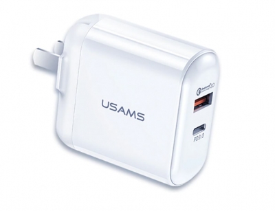 شارژر دیواری سریع 2 پورت یوسامز Usams T12 PD QC3.0 Fast USB Wall Charger