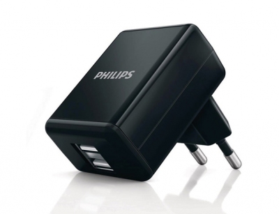 شارژر دیواری 1A فیلیپس Philips با دو پورت USB